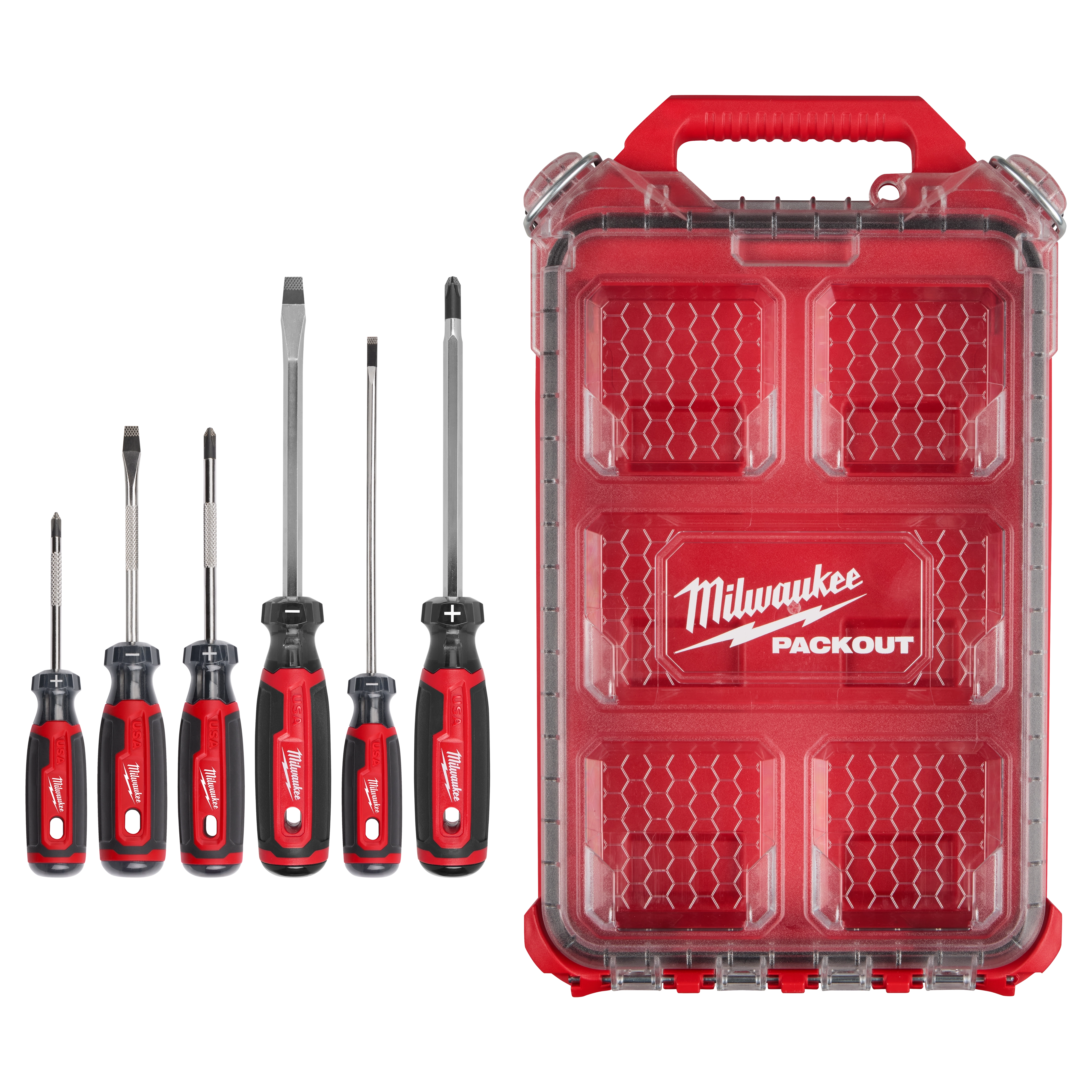 6 PC. Cushion Grip Screwdrivers Set (USA) w/PACKOUT™ Low-Profile Compact Organizer