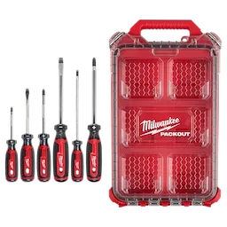 6 PC. Cushion Grip Screwdrivers Set (USA) w/PACKOUT™ Low-Profile Compact Organizer