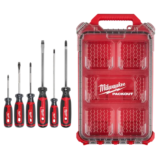 6 PC. Cushion Grip Screwdrivers Set (USA) w/PACKOUT™ Low-Profile Compact Organizer
