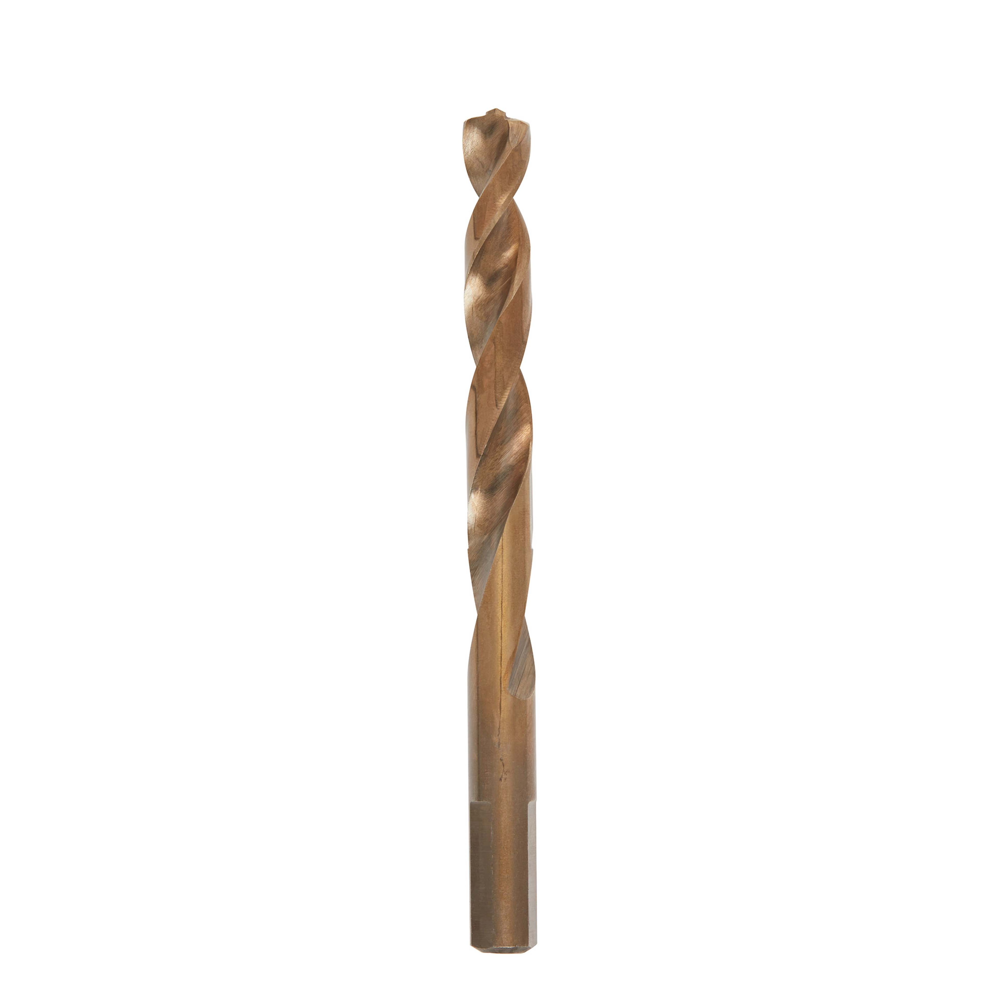 The RED HELIX™ Cobalt 3/8" Drill Bit features a gold-colored body with a helical flute design, suitable for high-strength drilling.