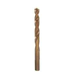 The RED HELIX™ Cobalt 3/8" Drill Bit features a gold-colored body with a helical flute design, suitable for high-strength drilling.