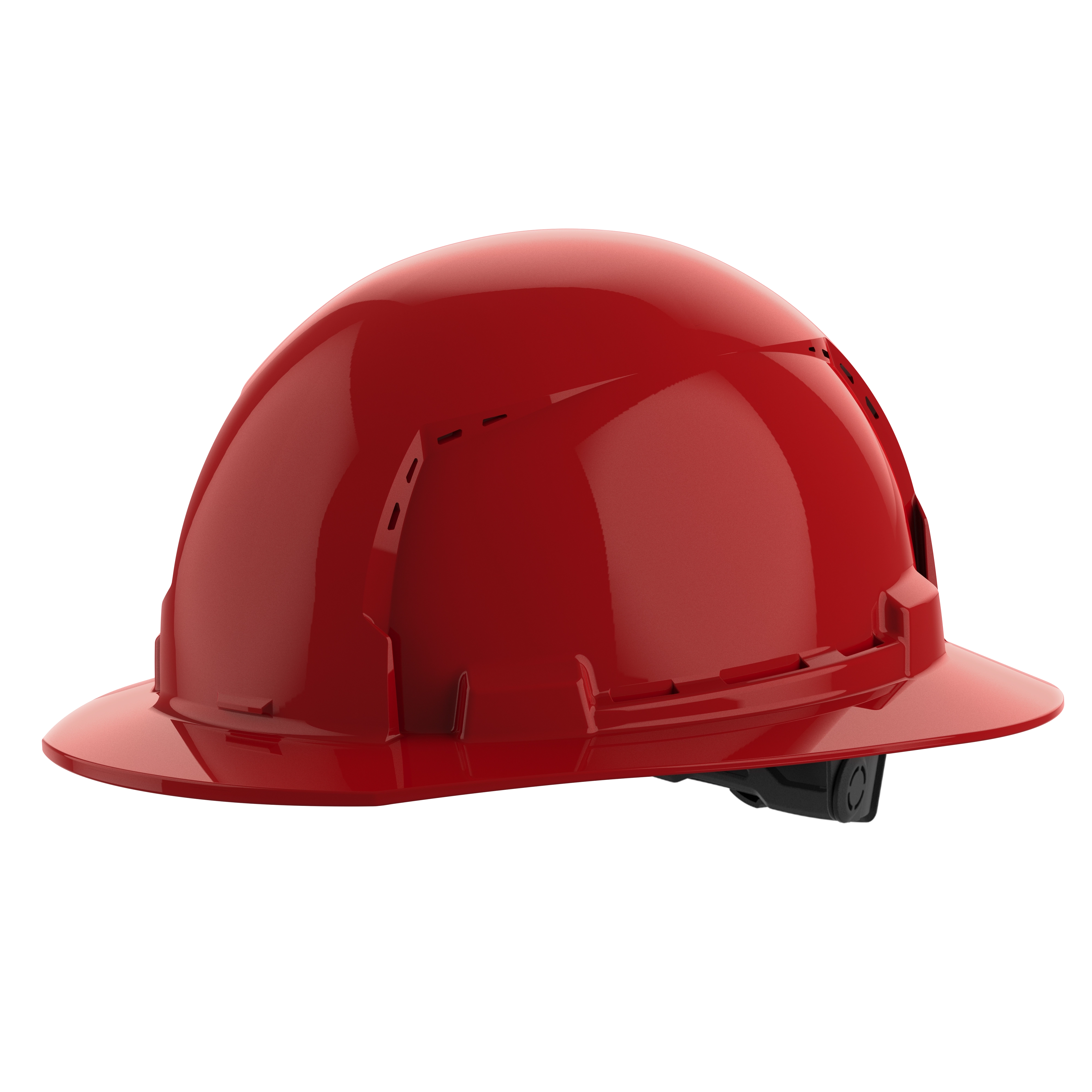 BOLT Red Full Brim Vented Hard Hat w/6pt Ratcheting Suspension (USA) - Type 1, Class C on a plain background
