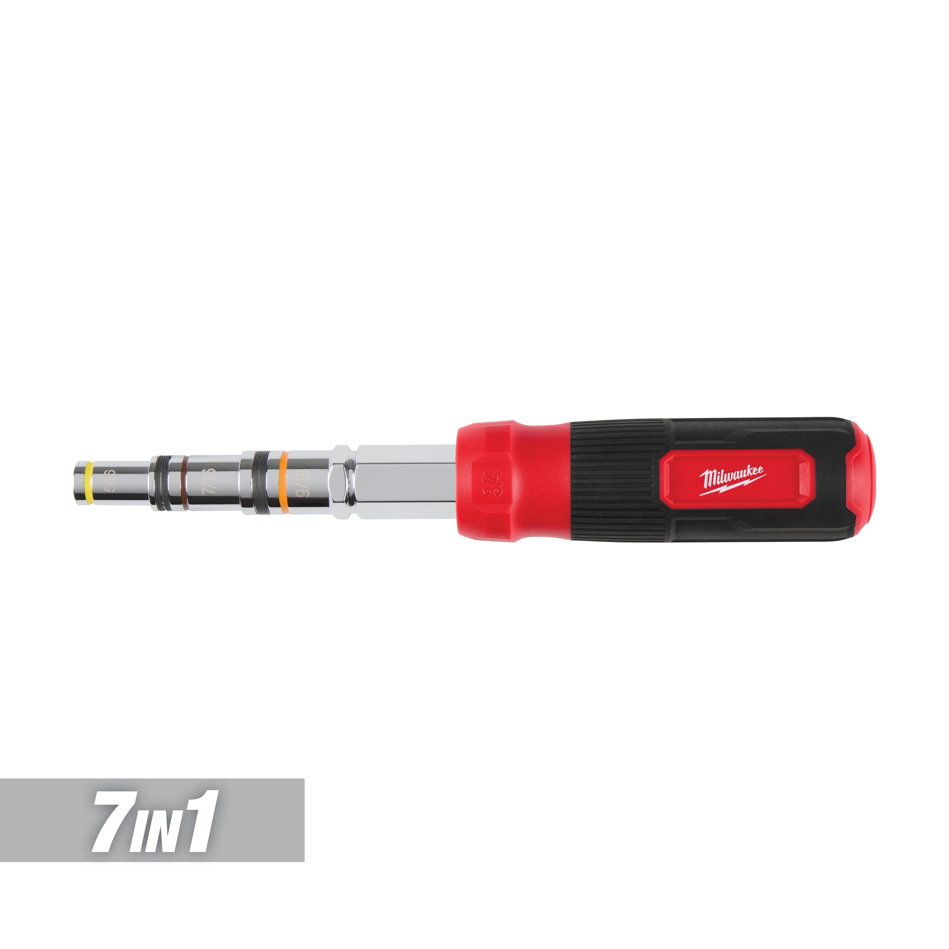 7-IN-1 Hollowcore Multi-Nut Driver, featuring seven sizes in one tool, with the handle marked with the manufacturer's logo.