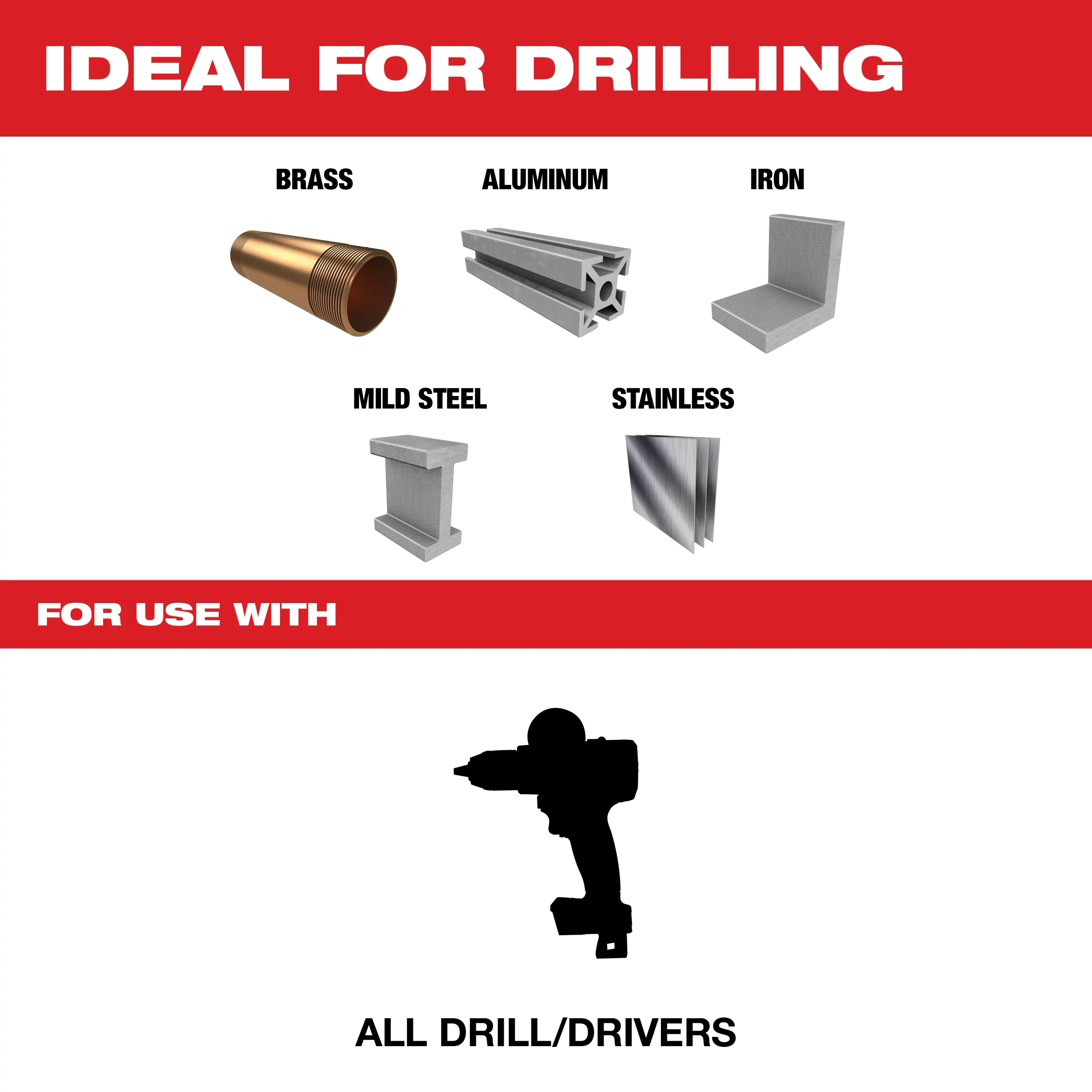 Carbide Hole Cutters are ideal for drilling materials such as brass, aluminum, iron, mild steel, and stainless steel. Compatible with all drill/drivers.