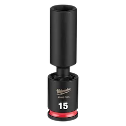 SHOCKWAVE Impact Duty 3/8" Drive 15MM Deep Swivel Socket standing upright on a plain background.