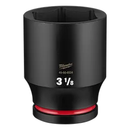 SHOCKWAVE Impact Duty 1" Drive 3-1/8" Deep 6 Point Socket standing upright with size marking on its side.