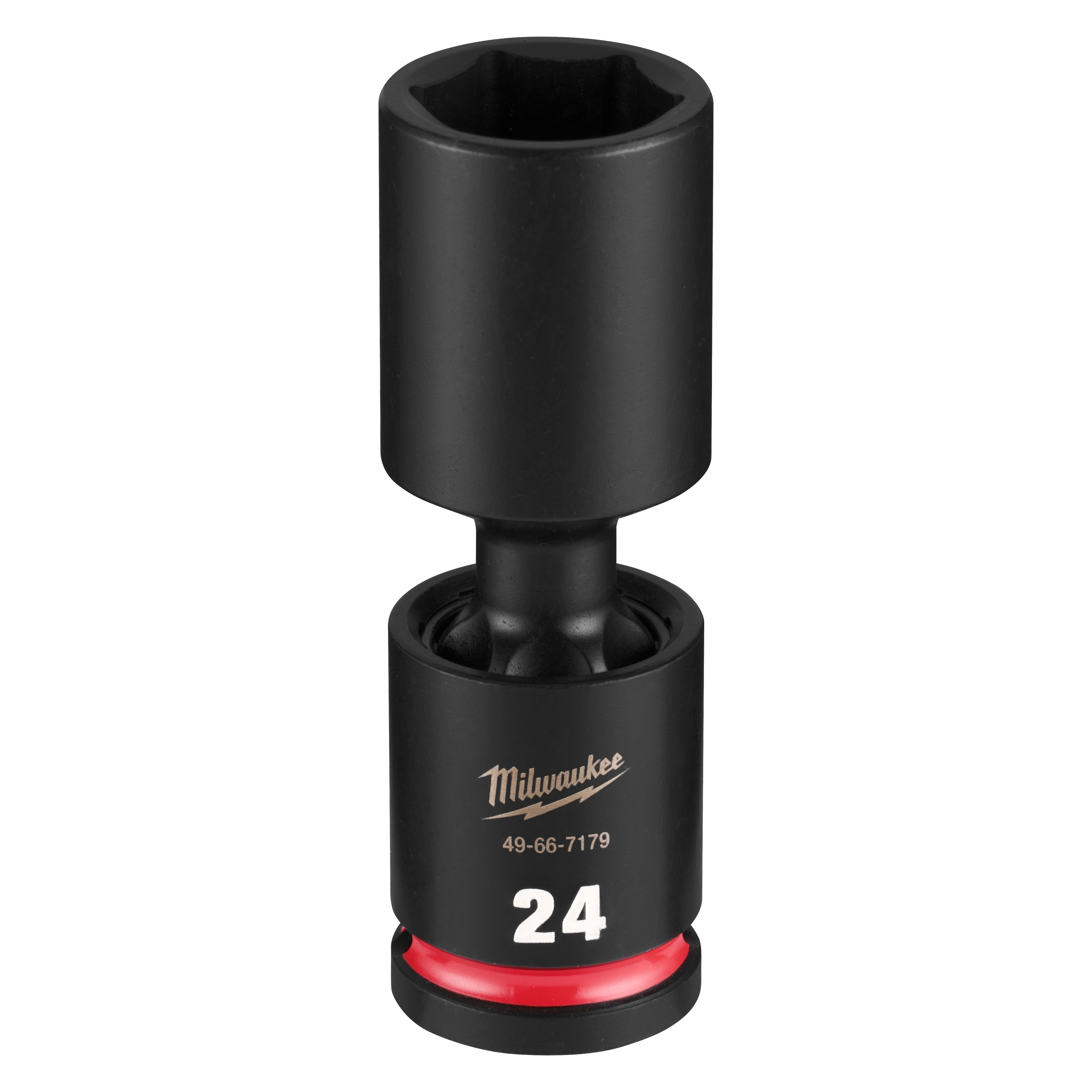 SHOCKWAVE Impact Duty 1/2" Drive 24MM Deep Swivel Socket standing upright on a plain background.