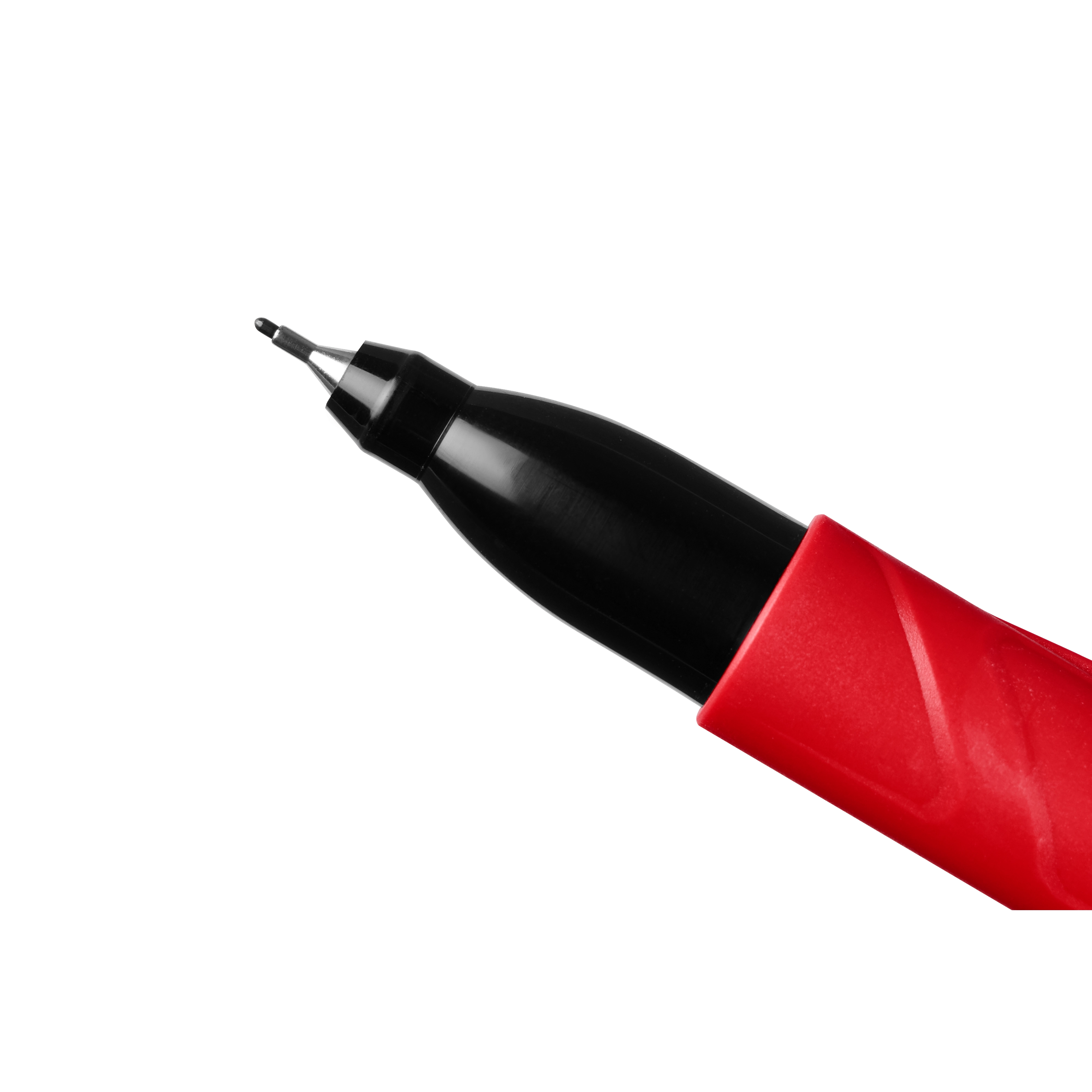 The image shows a close-up of the Milwaukee INKZALL Double-Sided Black Jobsite Marker – Ultra Fine & Fine Point. The marker is partially uncapped, revealing its ultra-fine point.