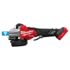 Milwaukee M18 FUEL ONE-KEY angle grinder with a red and black body, featuring a wireless connectivity icon.