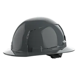 BOLT Gray Full Brim Vented Hard Hat w/4pt Ratcheting Suspension (USA) - Type 1, Class C on a plain background
