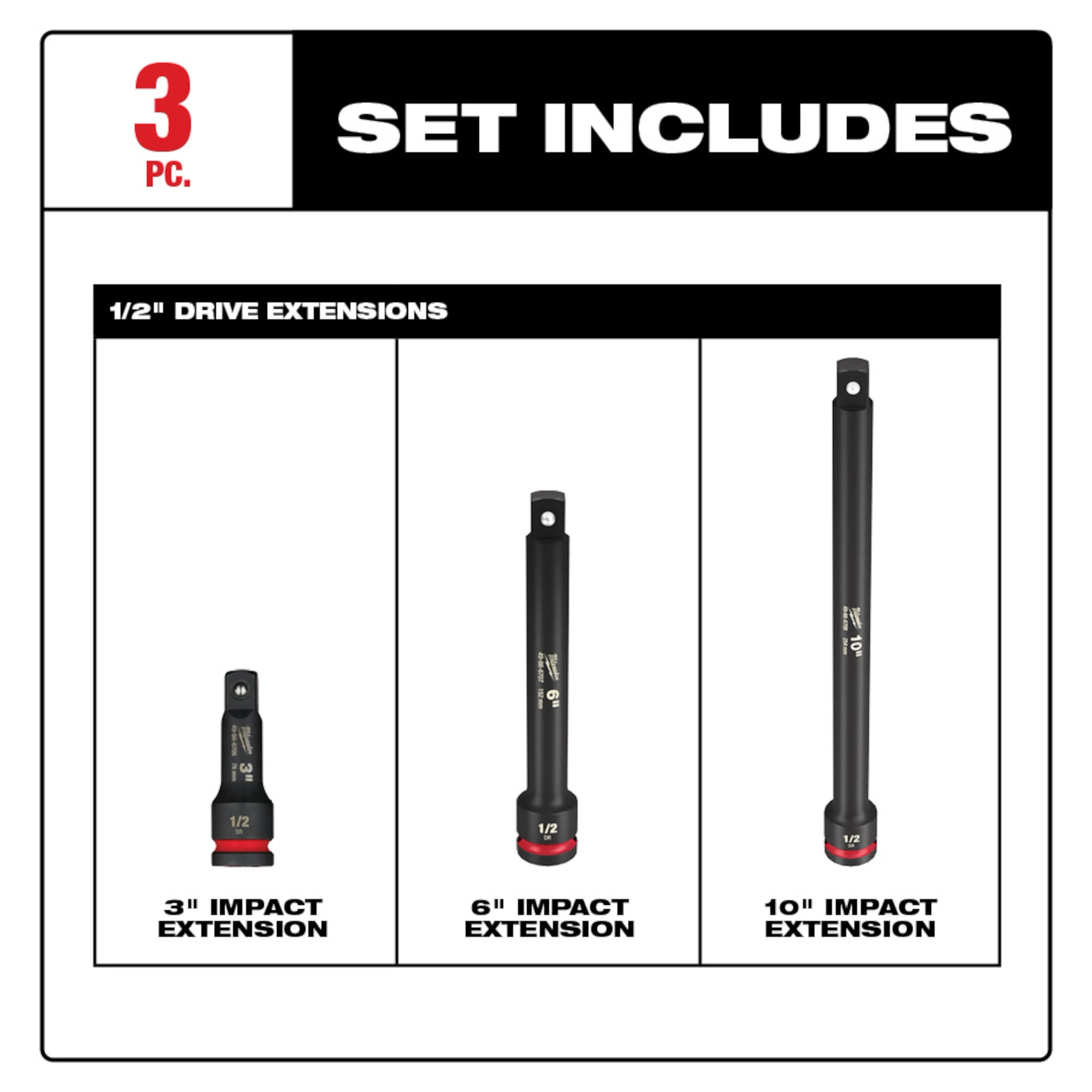 49-66-6715 4PC SHOCKWAVE Impact Duty(TM) 1/2"Drive Extension Set
