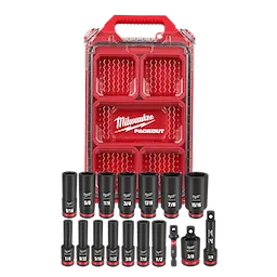 SHOCKWAVE Impact Duty 3/8 in. Drive SAE Deep Well Impact PACKOUT Socket Set 17 Piece