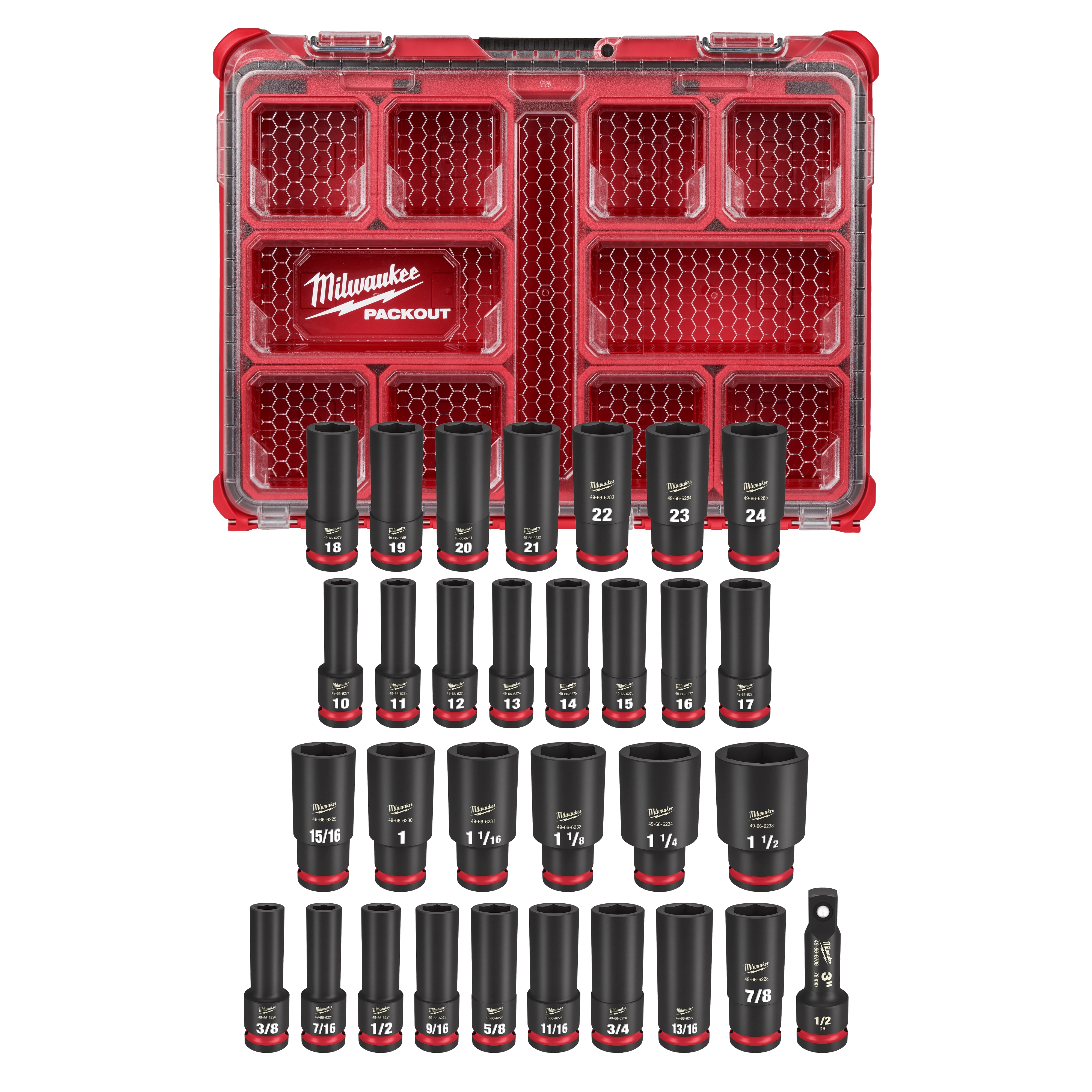 SHOCKWAVE Impact Duty 1/2 in. Drive Metric and SAE Deep Well Impact PACKOUT Socket Set  31 Piece