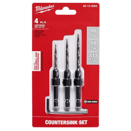 3PC Steel Countersink Set 6/8/10 Milwaukee Tool