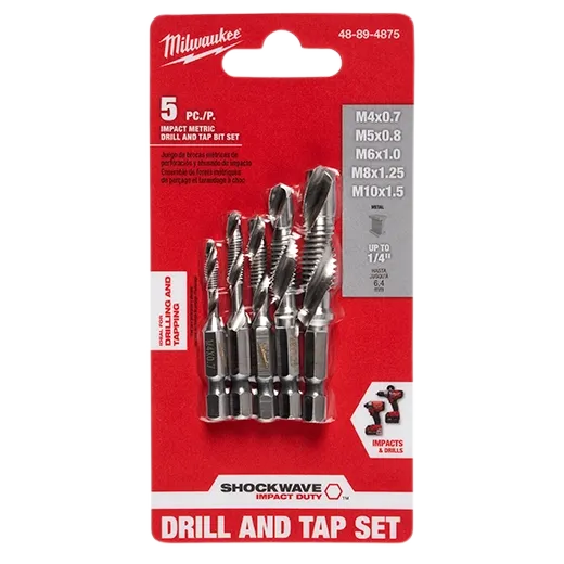5PC SHOCKWAVE Metric Steel Drill Tap Set Milwaukee Tool