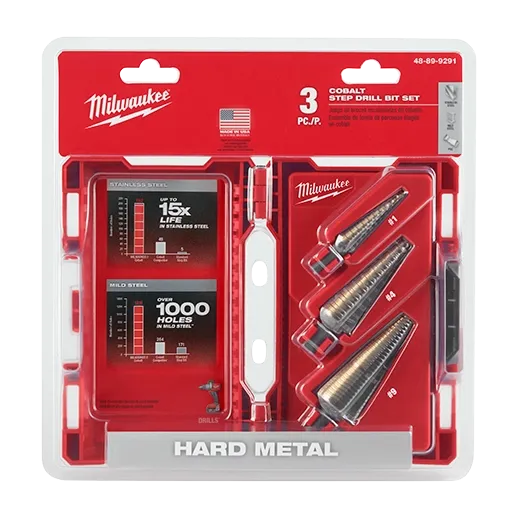 (3PC) Cobalt Step Drill Bit Set Milwaukee Tool