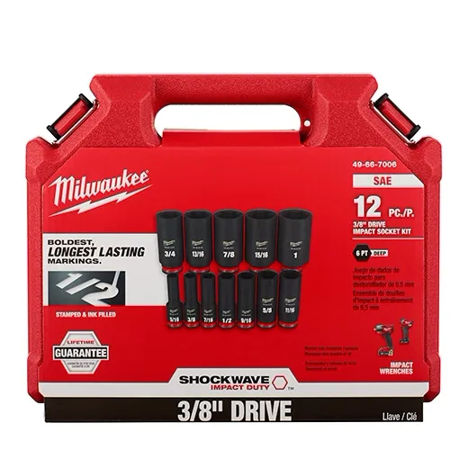 SHOCKWAVE Impact Duty 3/8" Drive 6 Point Socket Sets Milwaukee Tool