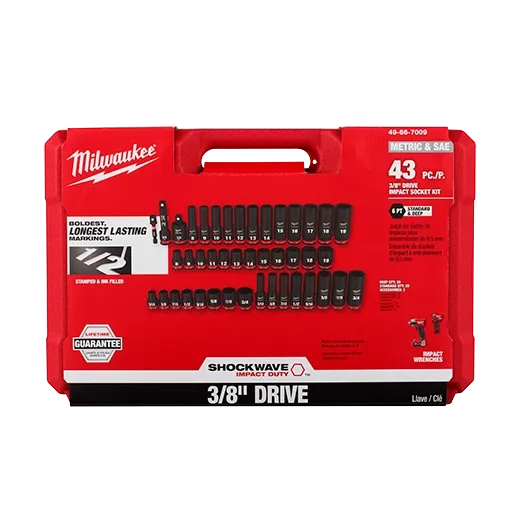 SHOCKWAVE Impact Duty 3/8" Drive 6 Point Socket Sets Milwaukee Tool