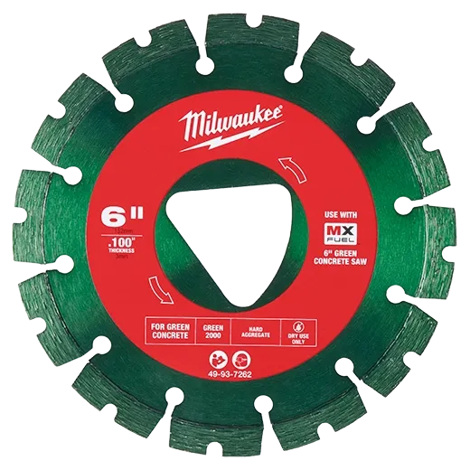 Orange 6” x .100” Diamond Blade for Green Concrete Milwaukee Tool